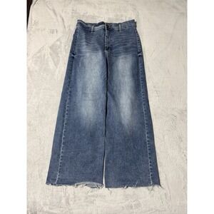 Oat New York Wide Leg Flare Jeans in Medium Blue